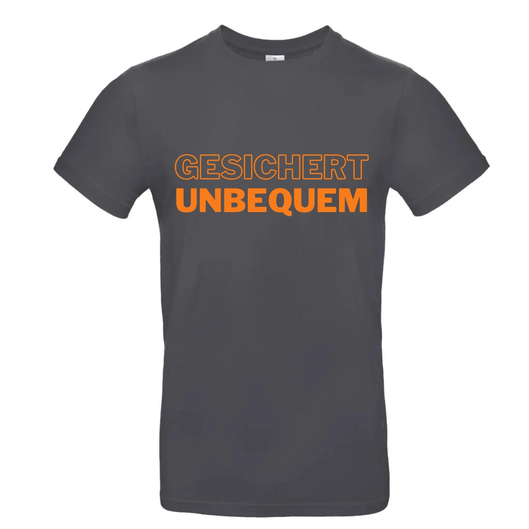 T-Shirt "GESICHERT UNBEQUEM" - Dunkelgrau/orange