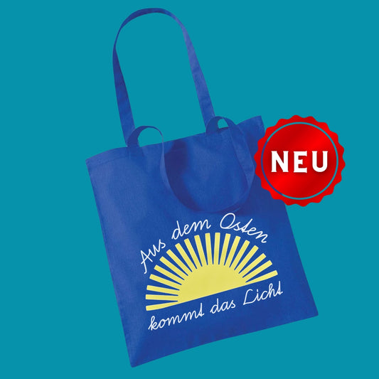 Baumwolltasche "Aus dem Osten kommt das Licht" (groß/royal blau)  Uwe Steimle