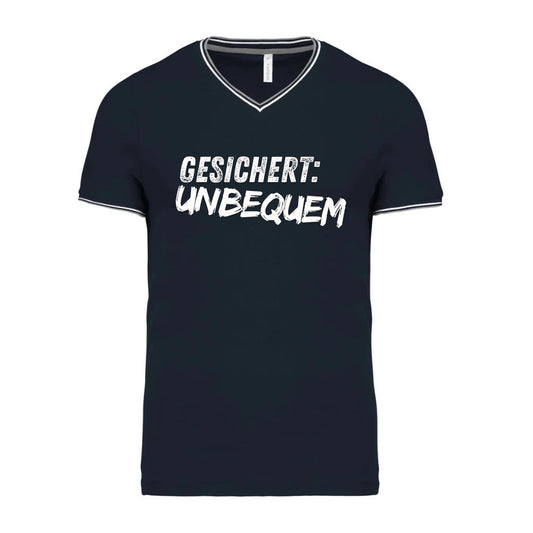 T-Shirt Herren "GESICHERT: UNBEQUEM" - Dunkelblau/weiß - Uwe Steimle