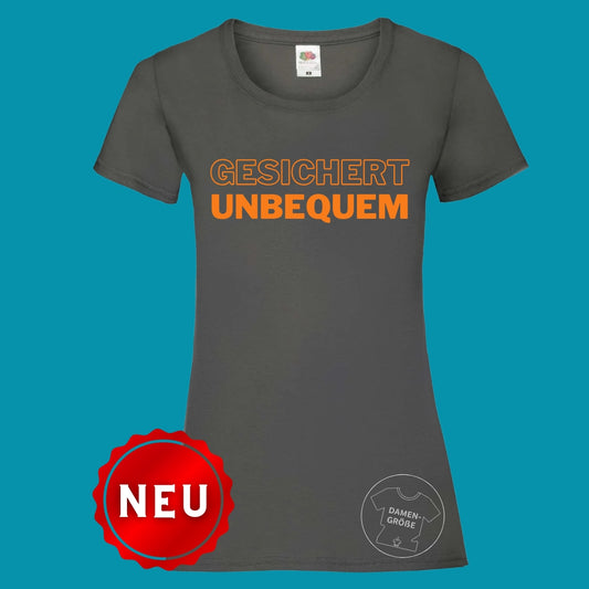 T-Shirt "GESICHERT UNBEQUEM" - Dunkelgrau/orange (Damen)