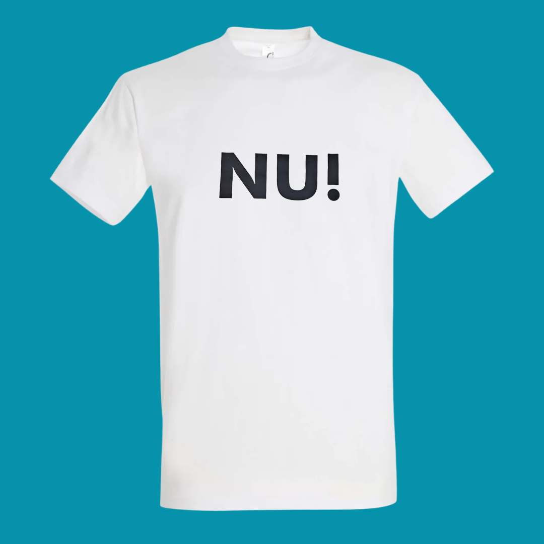 Das Party T-Shirt "HÄ? - NU!"  Weiß/Grün/Schwarz